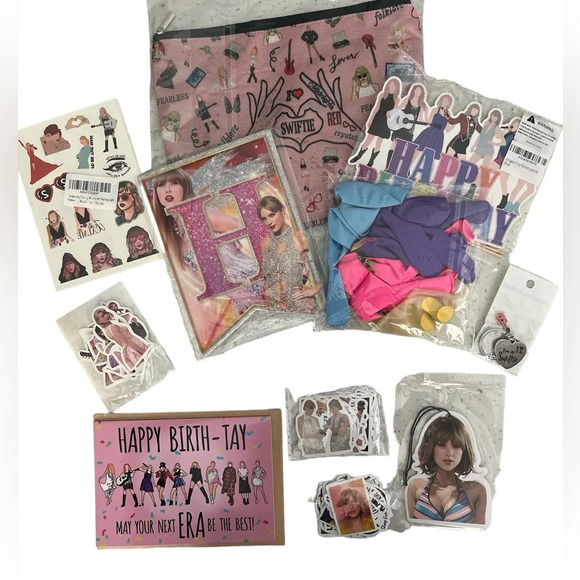 Taylor Swift Eras Birthday Card Bag Balloon Banner Keychain Bundle Gift Set New - Picture 2 of 2